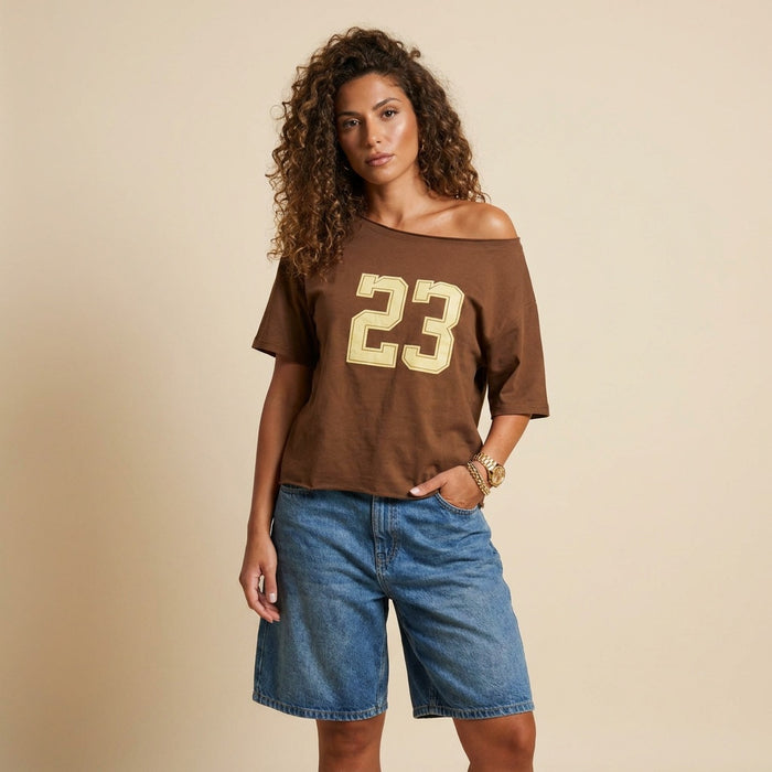Cotton Tshirt-Number 23-Brown