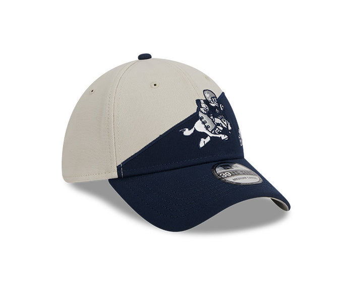 Dallas Cowboys New Era 2023 Historic Sideline 39THIRTY Flex Hat - Cream/Navy
