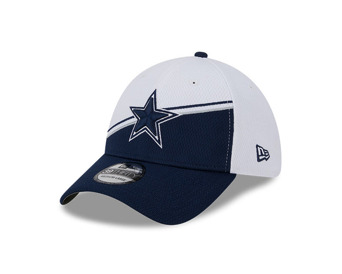 Dallas Cowboys New Era 2023 Sideline 39THIRTY Flex Hat - White/Navy