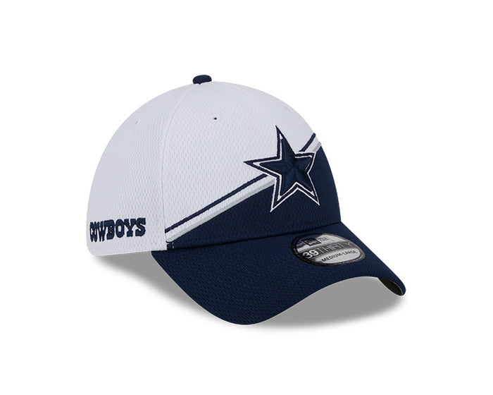 Dallas Cowboys New Era 2023 Sideline 39THIRTY Flex Hat - White/Navy