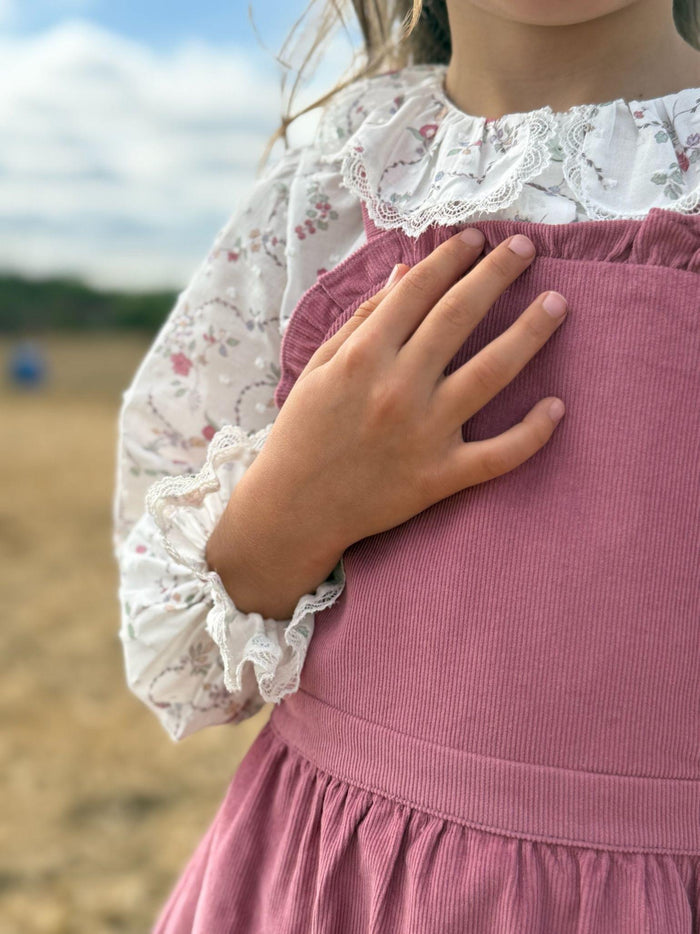 Dark Pink Alexa Corduroy Girl Pinafore Skirt
