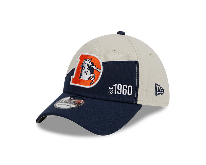 Denver Broncos New Era 2023 Historic Sideline 39THIRTY Flex Hat - Cream/Navy