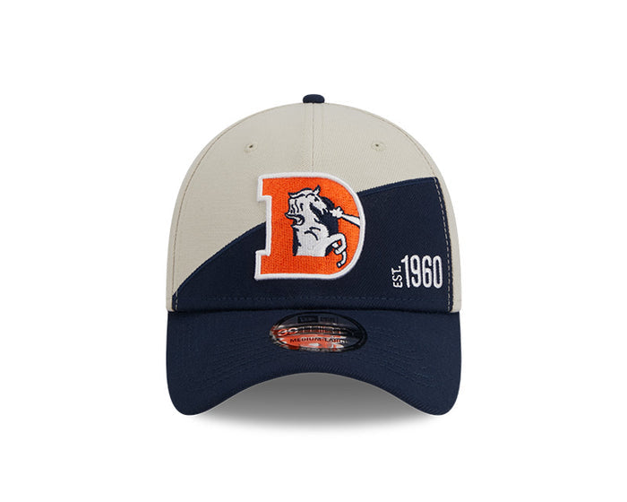 Denver Broncos New Era 2023 Historic Sideline 39THIRTY Flex Hat - Cream/Navy