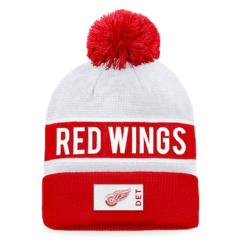 Detroit Red Wings Fanatics Branded Red/White 2022 NHL Draft - Authentic Pro Cuffed Knit Toque with Pom