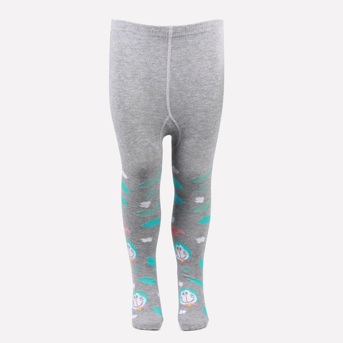 Doraemon Printed Knitted Tights For Baby Girls & Baby Boys (Light Grey)