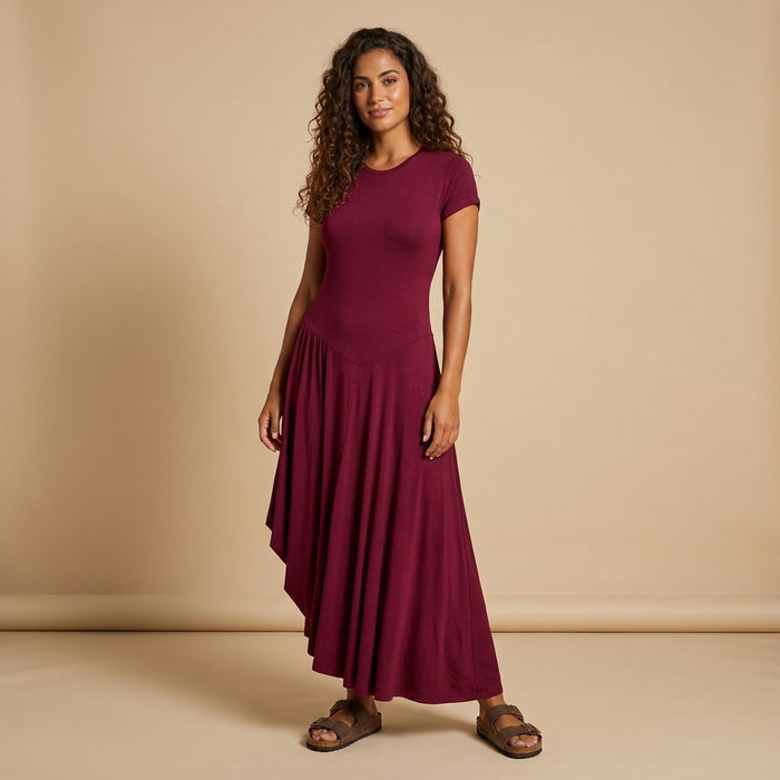 Draped Dress-Burgundy