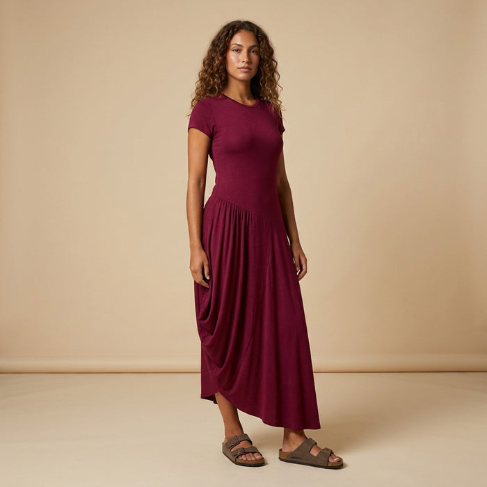 Draped Dress-Burgundy