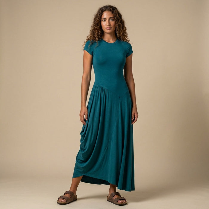 Draped Dress-Teel