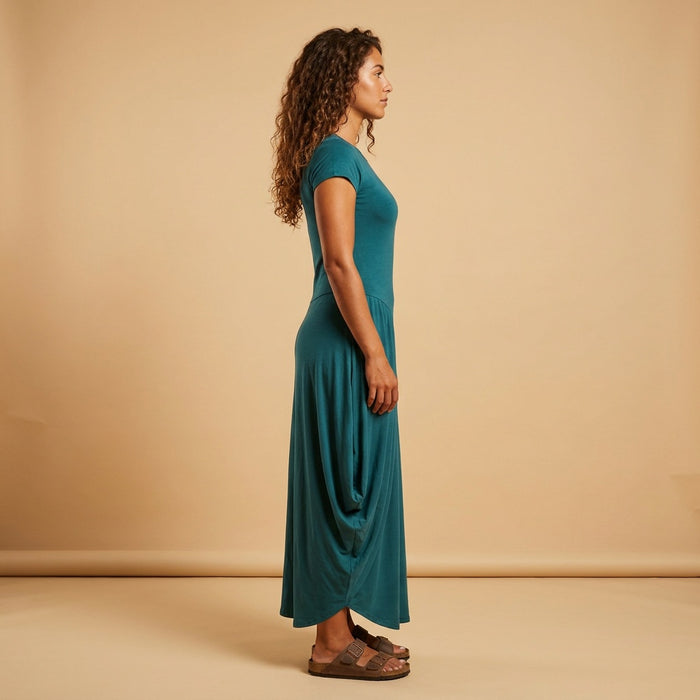 Draped Dress-Teel