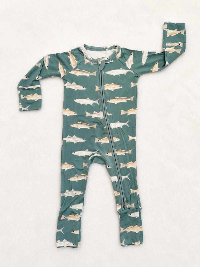 Drifters - Snook, Tarpon, Redfish & Trout - Bamboo Zippy Sleeper Pajamas - Green - READY TO SHIP