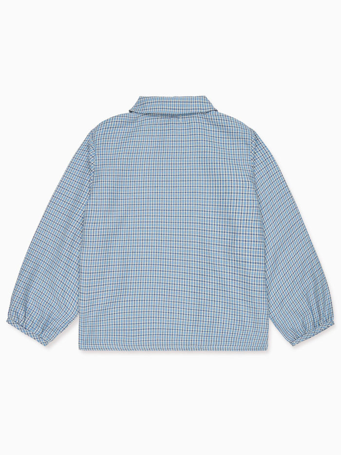 Dusty Blue Check Dante Long Sleeve Baby Shirt