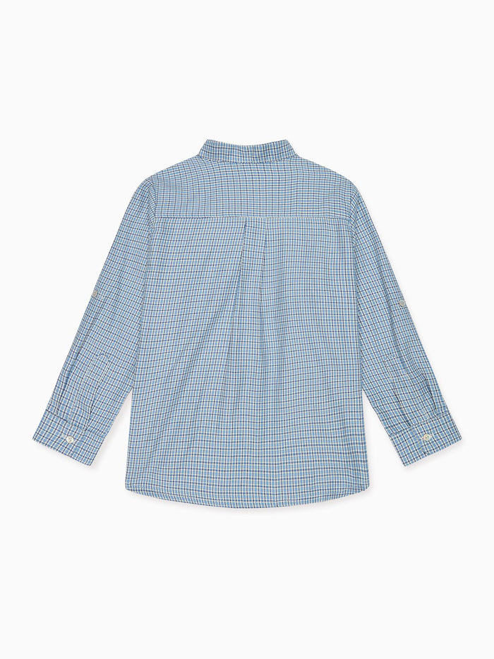 Dusty Blue Check Jazmin Long Sleeve Boy Shirt