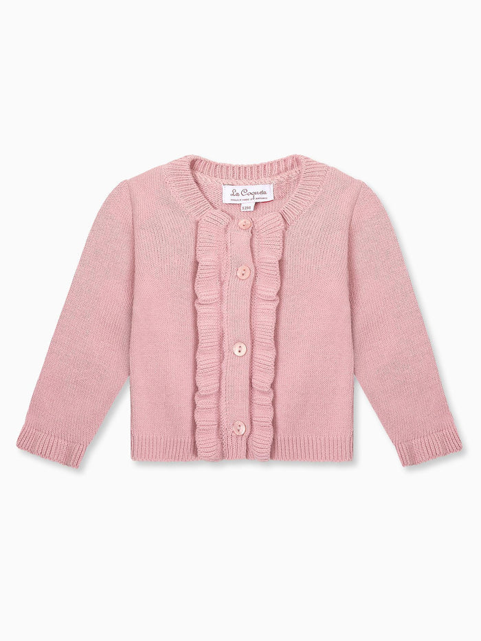 Dusty Pink Angela Merino Baby Girl Cardigan