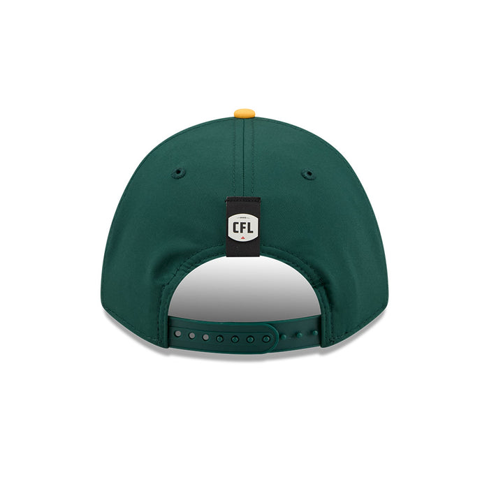 Edmonton Elks CFL 2026 New Era On-Field Side Line 9FORTY M-Crown A- Frame Adjustable Hat - 2 Tone Green/Yellow