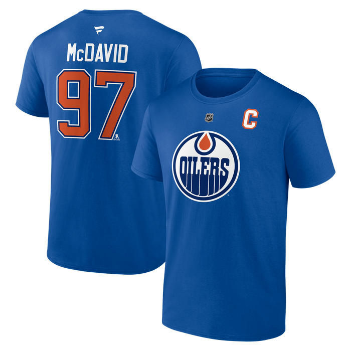 Edmonton Oilers Conner McDavid #97 Fanatics T-Shirt - Blue