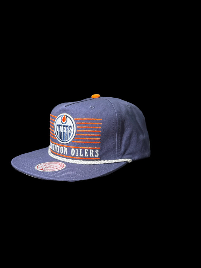 Edmonton Oilers Mitchell & Ness Ascend Dusk Caddy Fit Snapback Hat - Navy