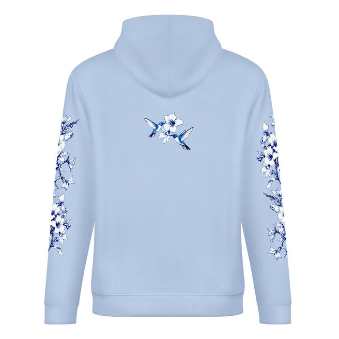 ETC Baby Blue Hummingbird Silhouette Cotton Hoodie
