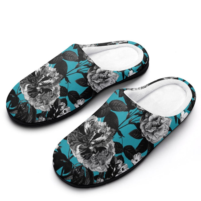 ETC Blue Butterfly Floral Cotton Slippers