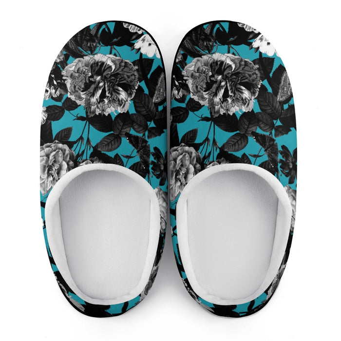 ETC Blue Butterfly Floral Cotton Slippers