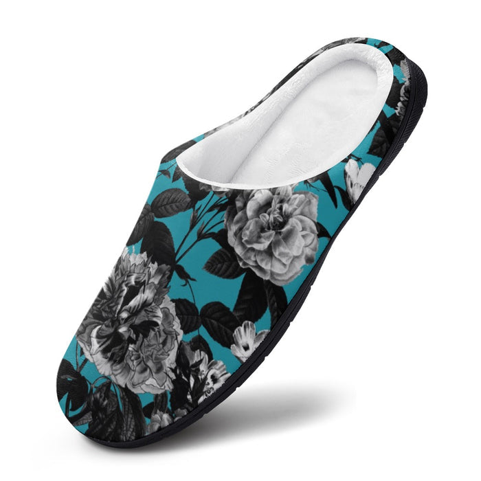 ETC Blue Butterfly Floral Cotton Slippers