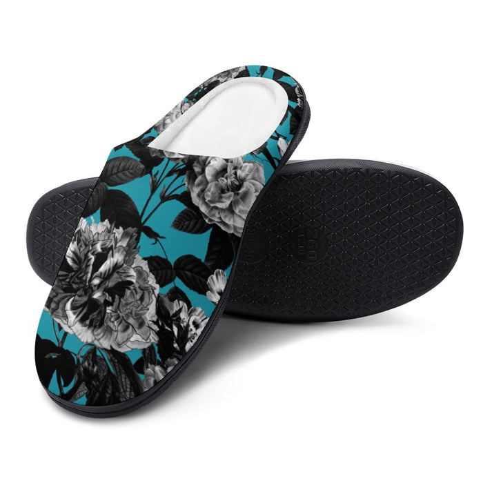 ETC Blue Butterfly Floral Cotton Slippers