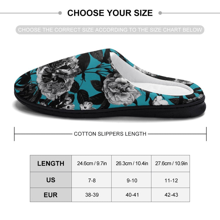 ETC Blue Butterfly Floral Cotton Slippers