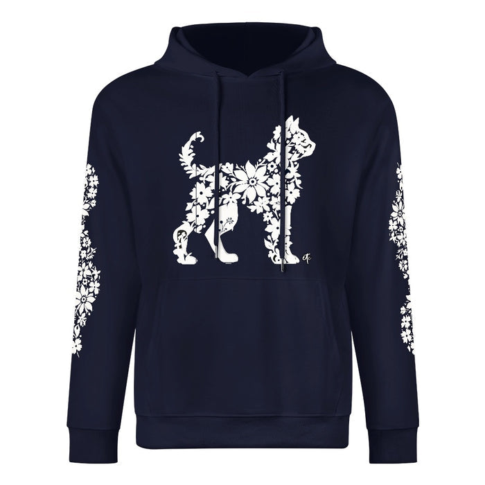 ETC Floral Cat Navy Cotton Hoodie