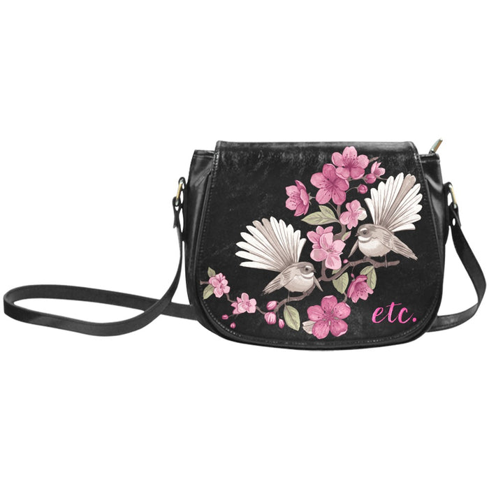 ETC Floral fantail PU Leather Saddle Bag