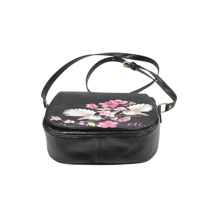 ETC Floral fantail PU Leather Saddle Bag