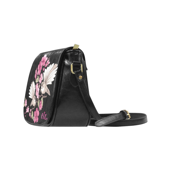 ETC Floral fantail PU Leather Saddle Bag