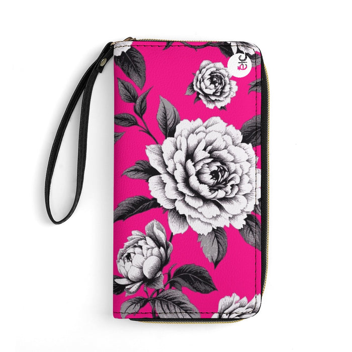 ETC Hot Pink Monochrome Floral PU Leather