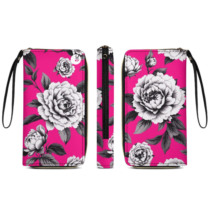ETC Hot Pink Monochrome Floral PU Leather