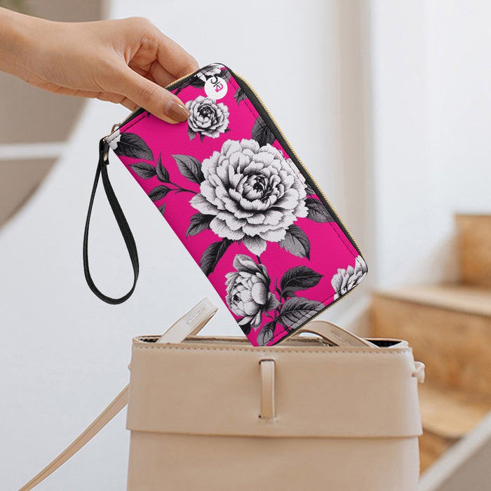 ETC Hot Pink Monochrome Floral PU Leather