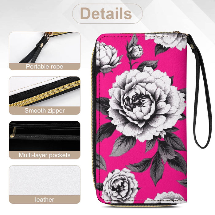 ETC Hot Pink Monochrome Floral PU Leather