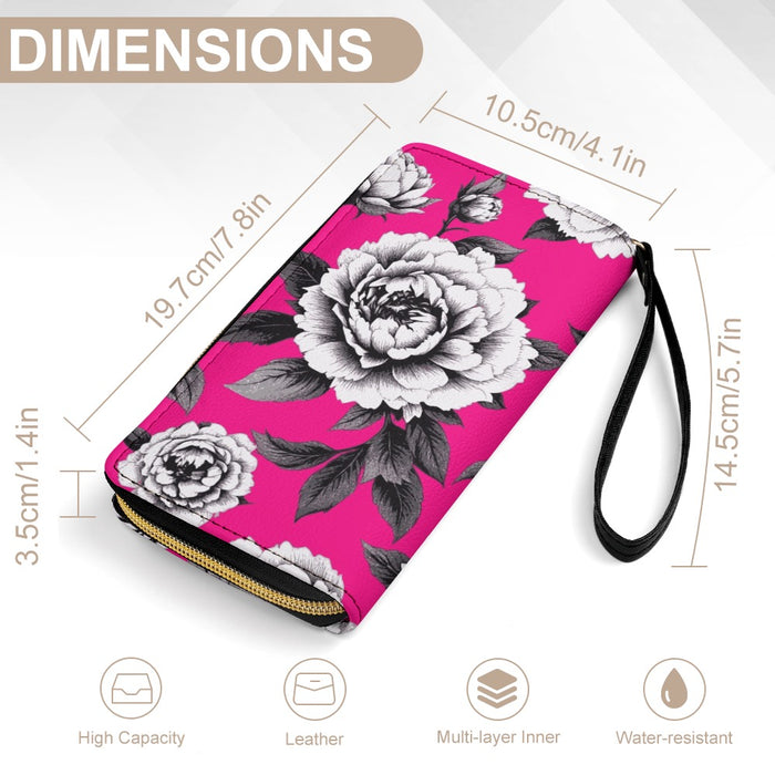 ETC Hot Pink Monochrome Floral PU Leather