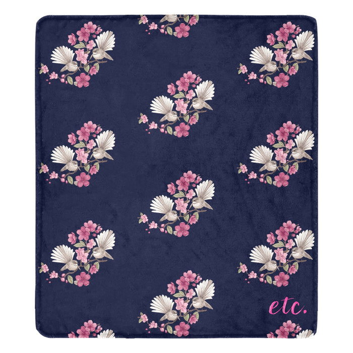 ETC Navy Floral Fantail Plus Blanket