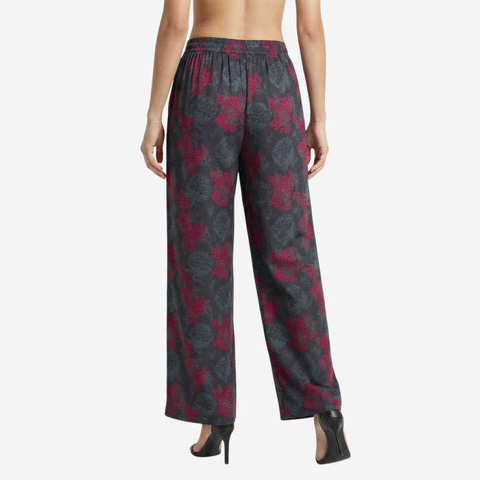 Floral Printed Palazzo for Women | Comfortable Fit (Grey