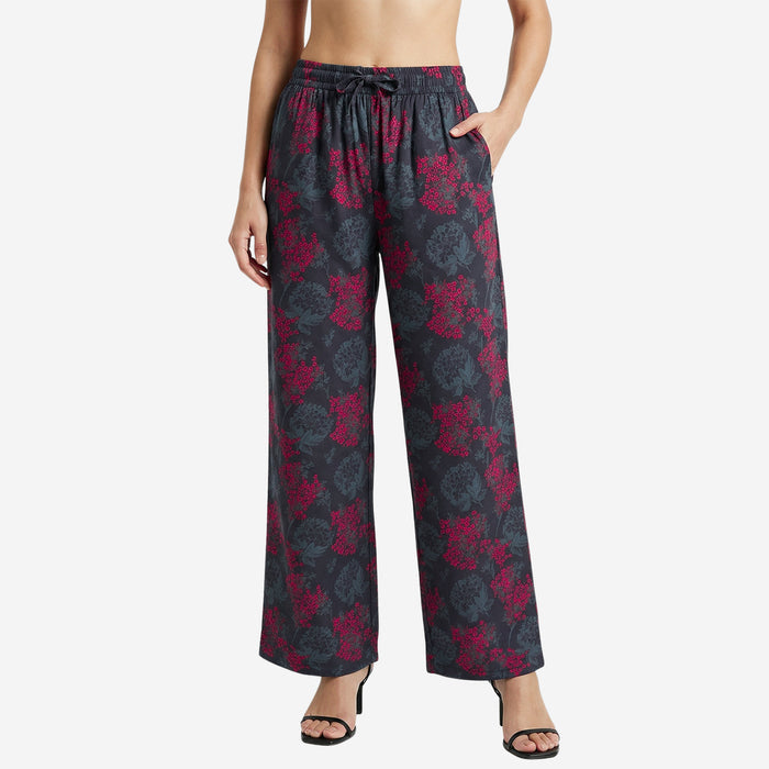Floral Printed Palazzo for Women | Comfortable Fit (Grey