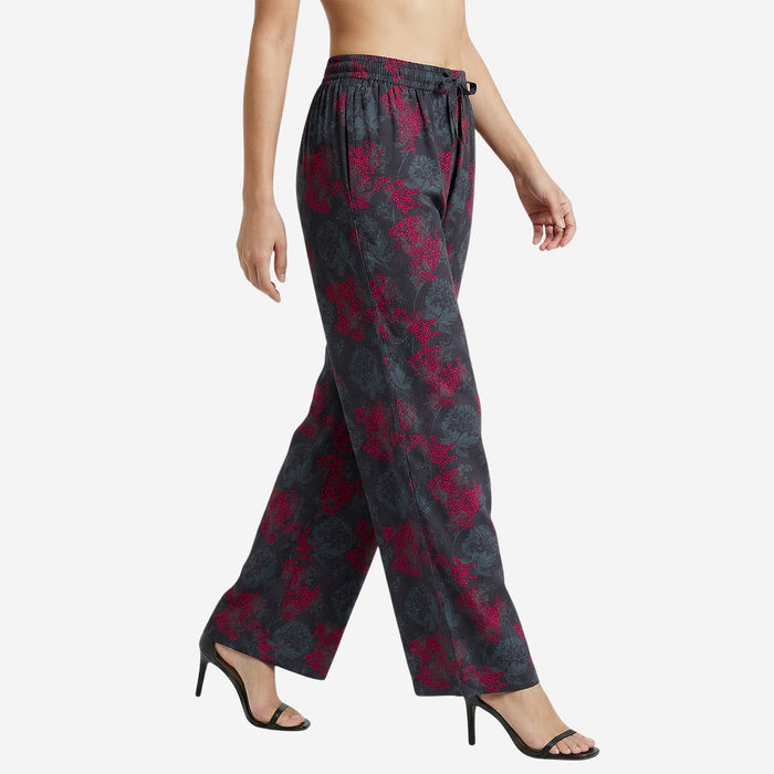 Floral Printed Palazzo for Women | Comfortable Fit (Grey
