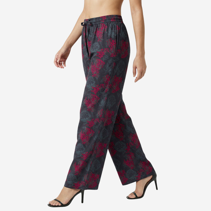 Floral Printed Palazzo for Women | Comfortable Fit (Grey