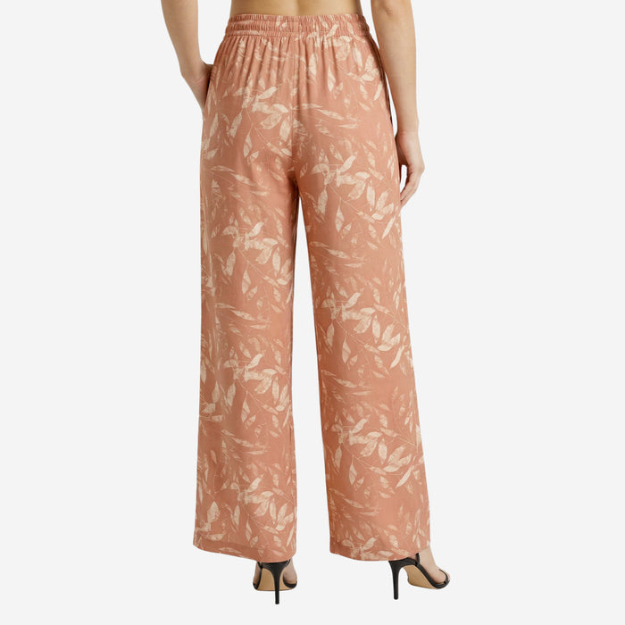 Floral Printed Palazzo for Women | Comfortable Fit (Mud)