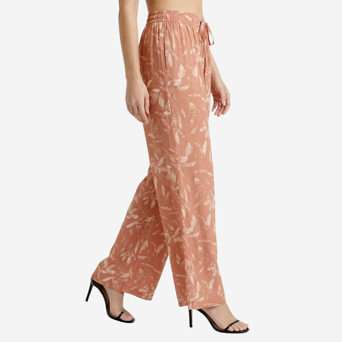 Floral Printed Palazzo for Women | Comfortable Fit (Mud)