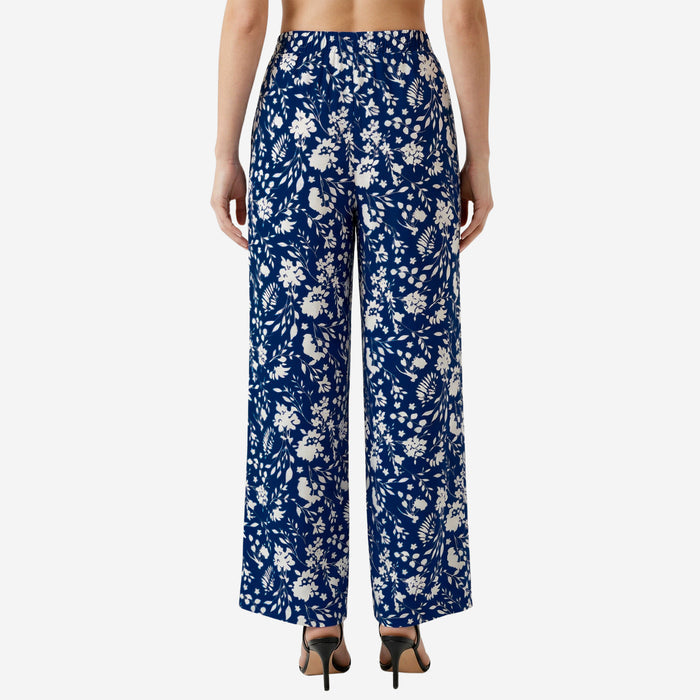 Floral Printed Palazzo for Women | Comfortable Fit (Navy)