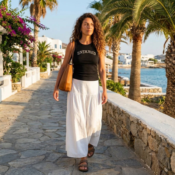 Flowy Long Skirt-White