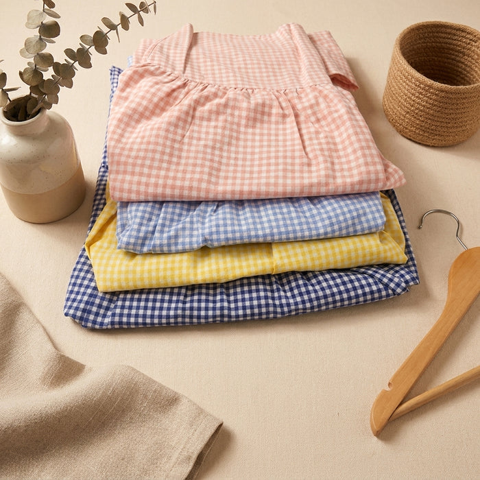 Gingham Checked Skirt-Yellow