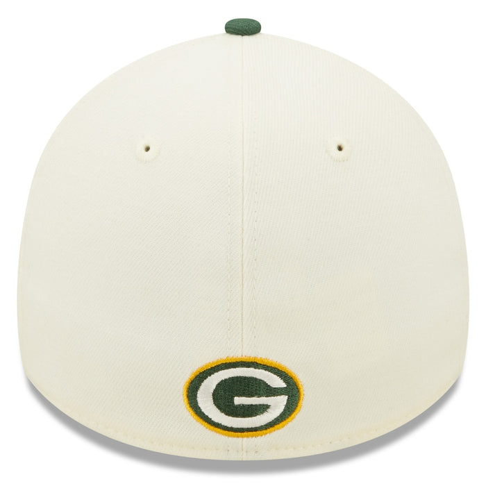 Green Bay Packers 2022 Sideline New Era Cream/Green- 39THIRTY 2-Tone Flex Hat