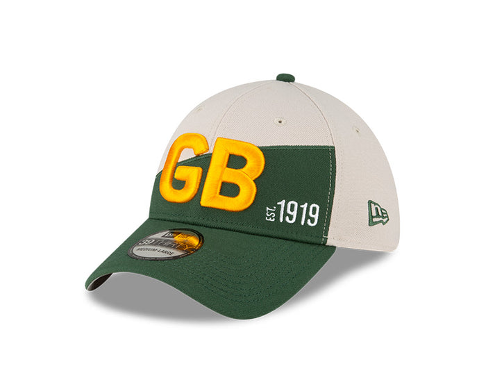 Green Bay Packers New Era 2023 Historic Sideline 39THIRTY Flex Hat - Cream/Green