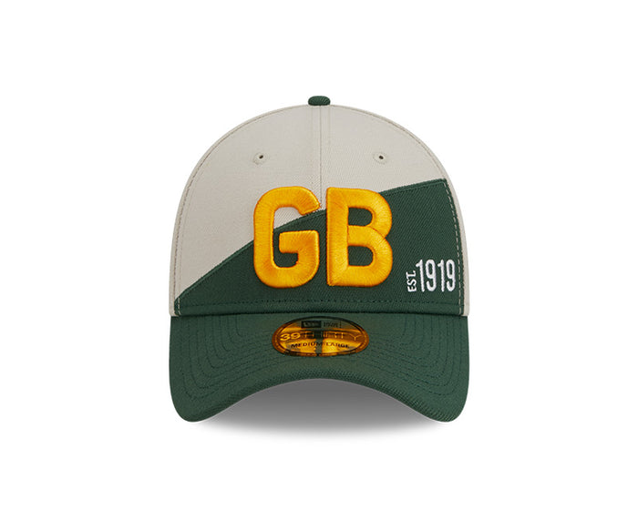 Green Bay Packers New Era 2023 Historic Sideline 39THIRTY Flex Hat - Cream/Green