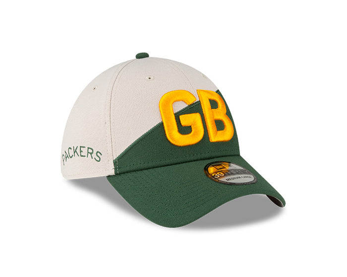 Green Bay Packers New Era 2023 Historic Sideline 39THIRTY Flex Hat - Cream/Green
