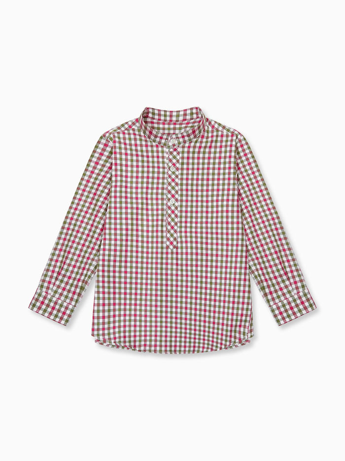 Green Check Jazmin Long Sleeve Boy Shirt